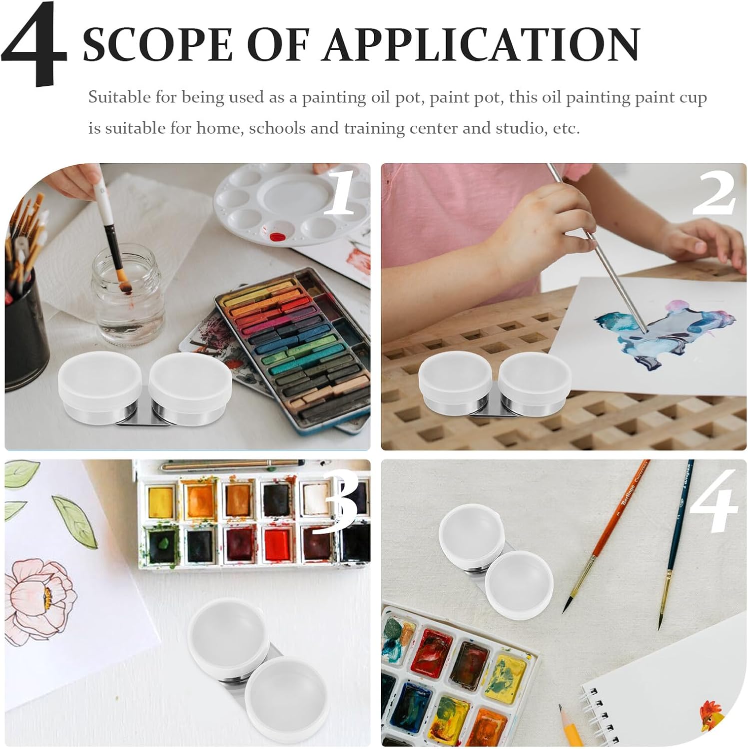 Stainless Steel Calligraphy Brush Cleaner with Dual and Lid Portable Oil Painting Palette Cup for Solvents and Paints Art Supply for Outdoor and Indoor Use
