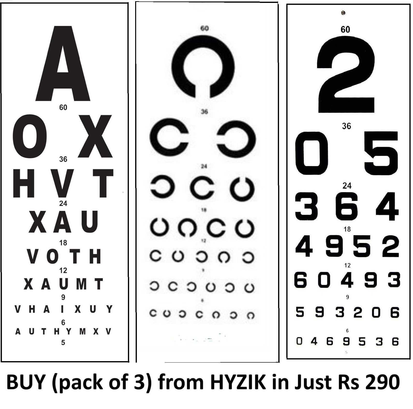 HYZIK Snellen Eye Vision Test Chart combo English(A) and (C) Chart. - Image 3 thumbnail