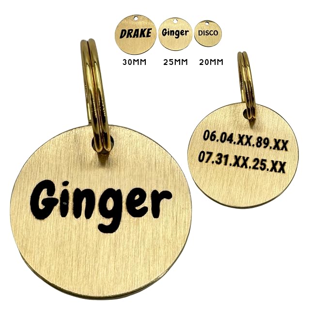 Foto 5 de 8 de UNIKTAG - Medalla grabada para perros o gatos, medallón grueso personalizable, 3 tamaños, medalla de latón…