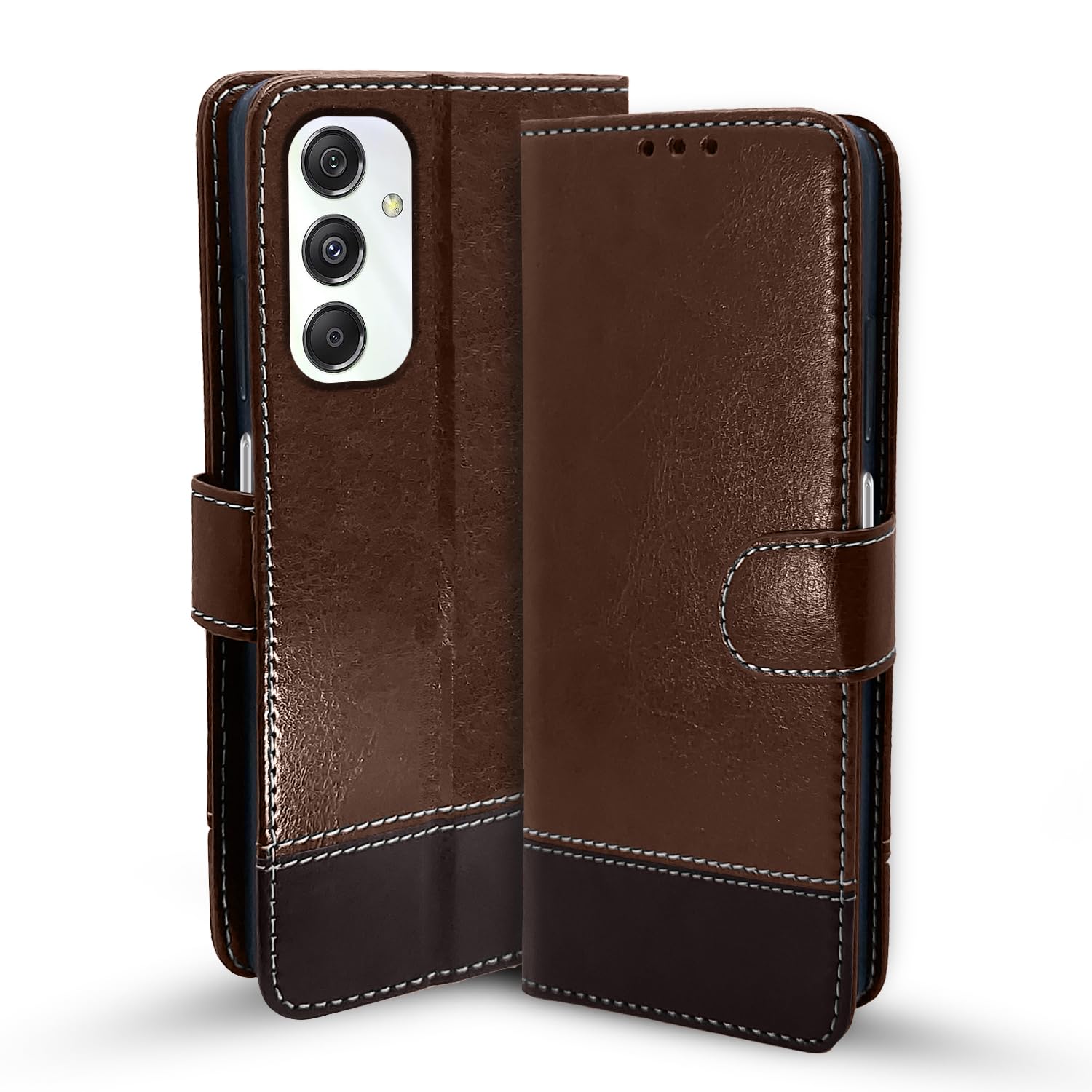 Pikkme Samsung Galaxy M34 5G Flip Cover | Dual-Tone PU Leather Finish | Wallet Style & Stand | Magnetic Flip Case for Samsung Galaxy M34 5G (Brown & Coffee) (B0CBBGCGFY) Amazon Price History, Amazon Price Tracker