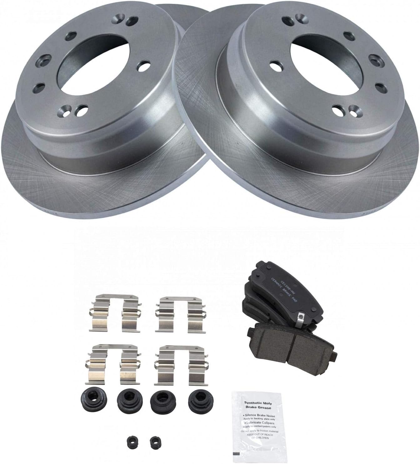 TRQ Rear Brake Pad & Rotor Kit Brake Pads Brake Rotor Ceramic Compatible with 2010-2015 Hyundai Tucson 2011-2016 Kia Sportage