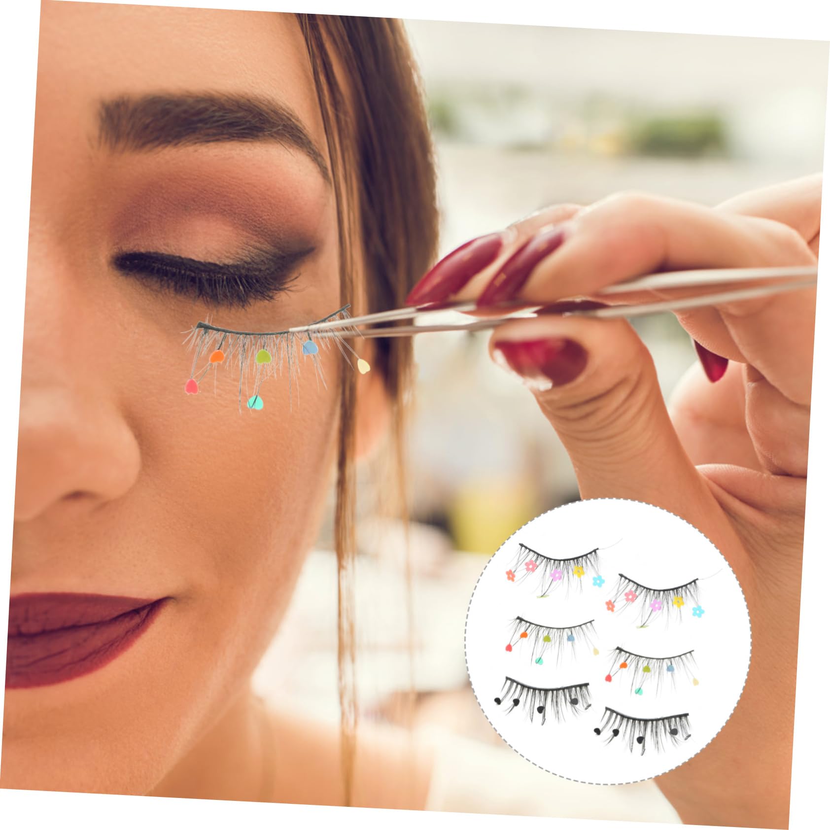 Beavorty 15paare Kreative Falsche Wimpern Mit Glitzer Und Herzform Kosmetische Wimpern Für Partys Hochzeiten Und Fotoshootings Leicht Und Einfach Zu Tragen