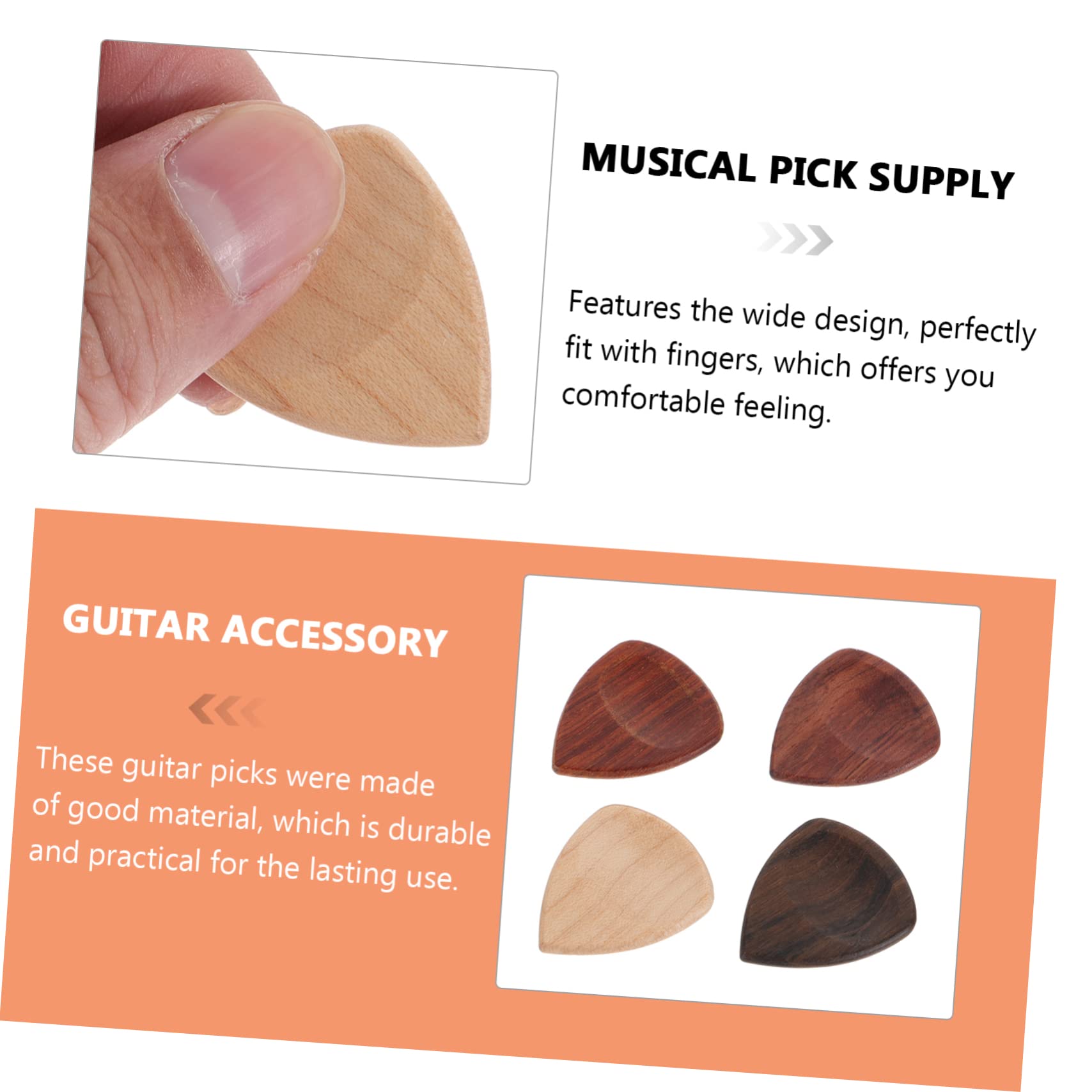 HEMOTON 20stücke Holz Gitarren Plektren Aus Naturholz Ergonomisches Design Für Akustikgitarre Und Bass Langlebig Und Praktisch Einschließlich Brasilianisches Rosenholz Ahorn Und Mehr