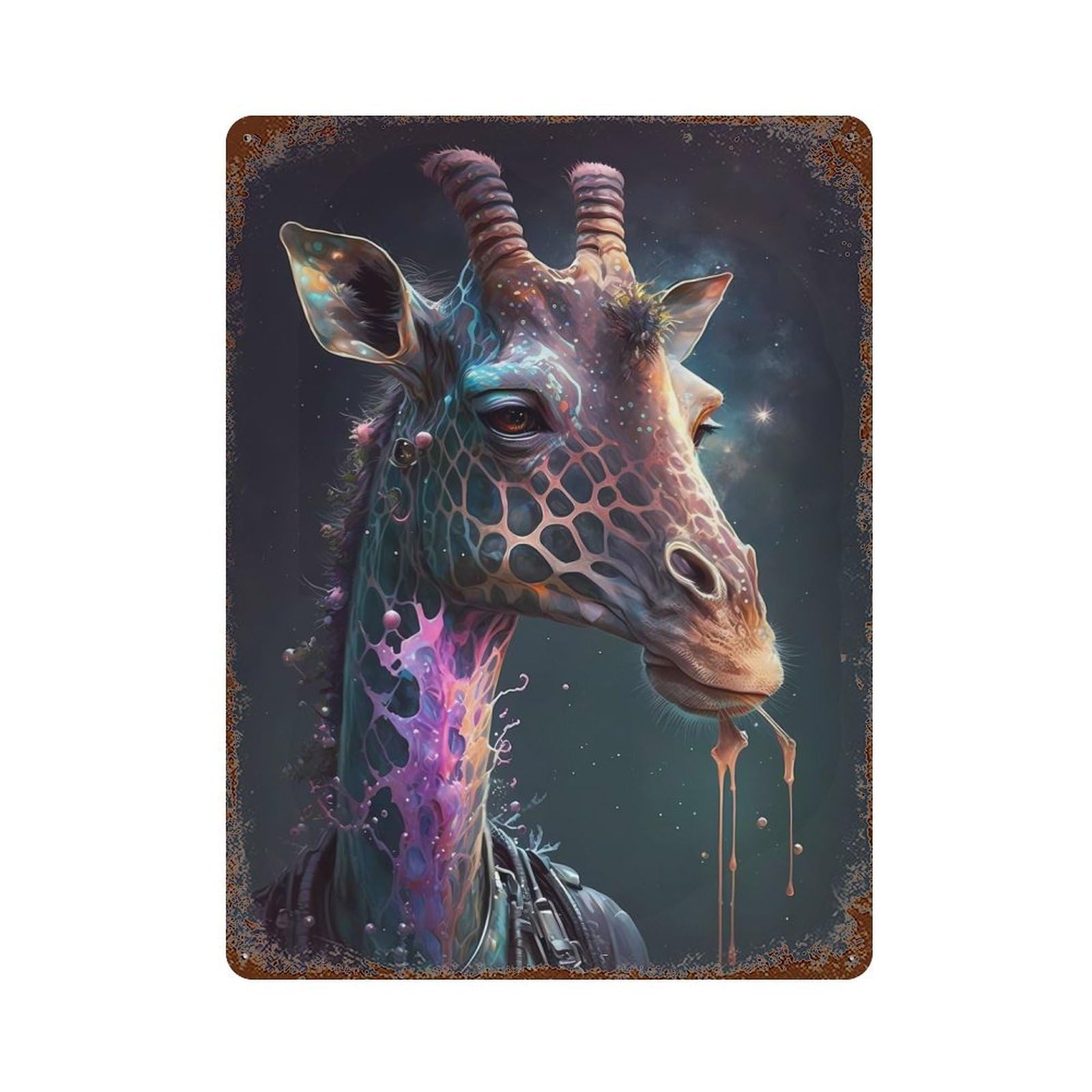 Retro Metal Sign Giraffe Mythical 15.7"x11.8", Retro Wall Decor for Living Room, Hallway And Home Decor