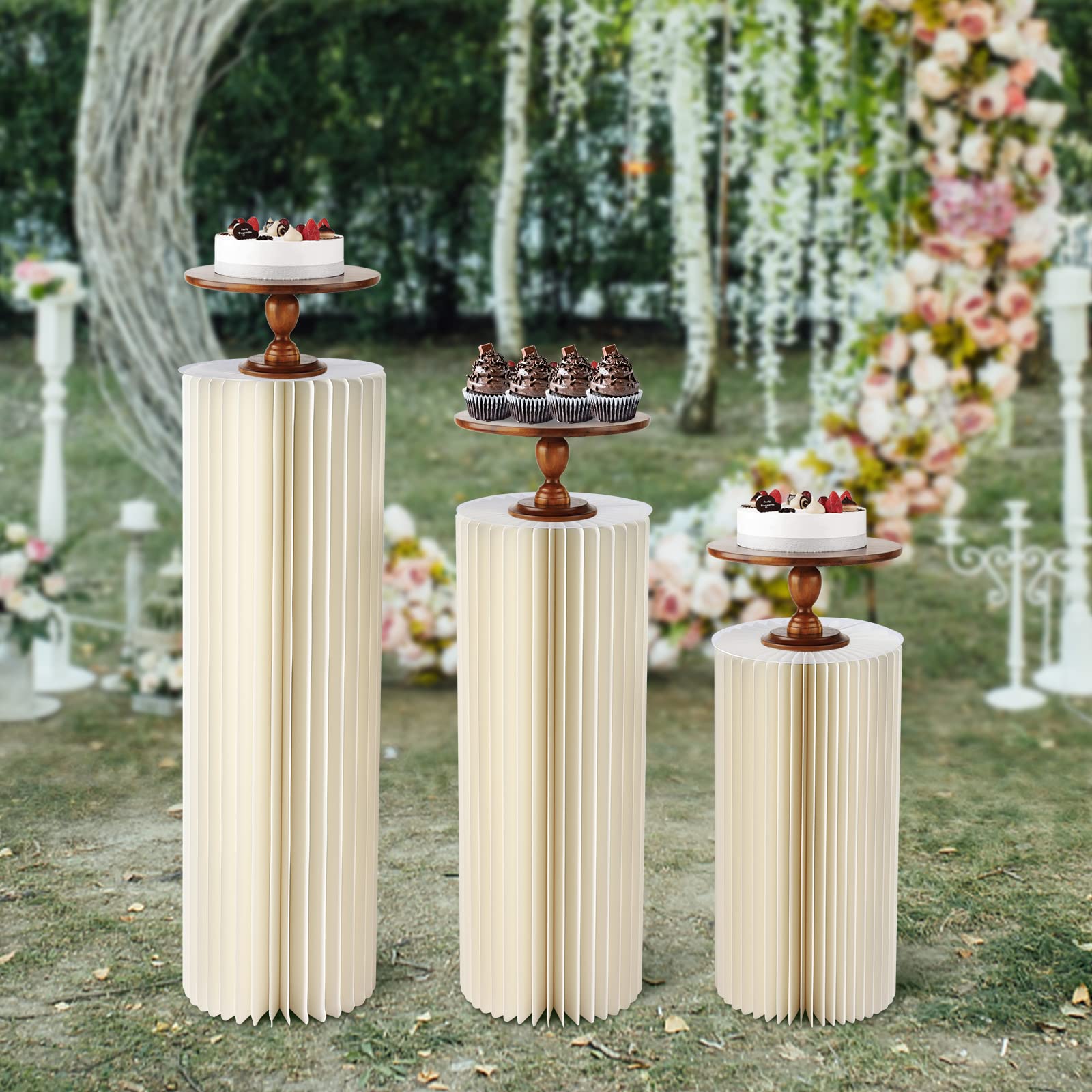 Centrepieces - Centrepieces per tavoli, 60 cm + 80 cm + 100 cm, supporto alto per fiori, matrimoni, feste, centrepieces, supporto a colonna per decorazioni per la casa, 3 pezzi