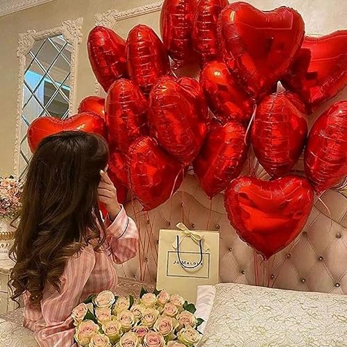 Miniatura 5 de Biapian Globos de papel de aluminio con forma de corazón, 10 globos rojos en forma de corazón, globos de San Valentín de 18 pulgadas, globos de