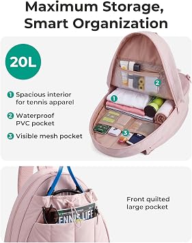 BAGSMART Tennis Gym Bag for Women, 2-in-1 Pickleball Backpack Sports Duffle
