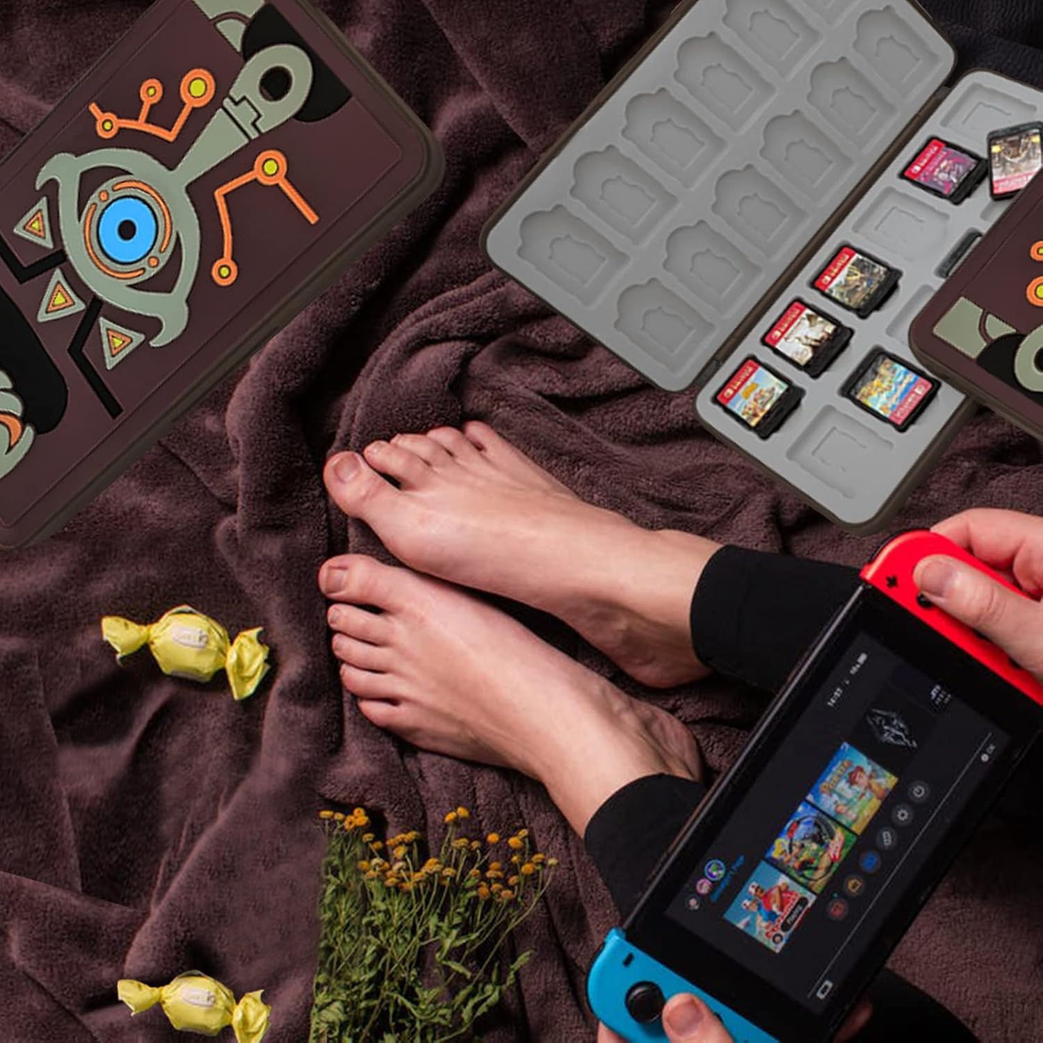 Estuche de Tarjetas de Juego para Nintendo Switch,Funda de Juegos Switch,Estuche de Almacenamiento de Juegos Portátil,Game Card Case Gran Capacidad 24 Tarjetas NS 24 Tarjetas TF (Zelda-S-E)