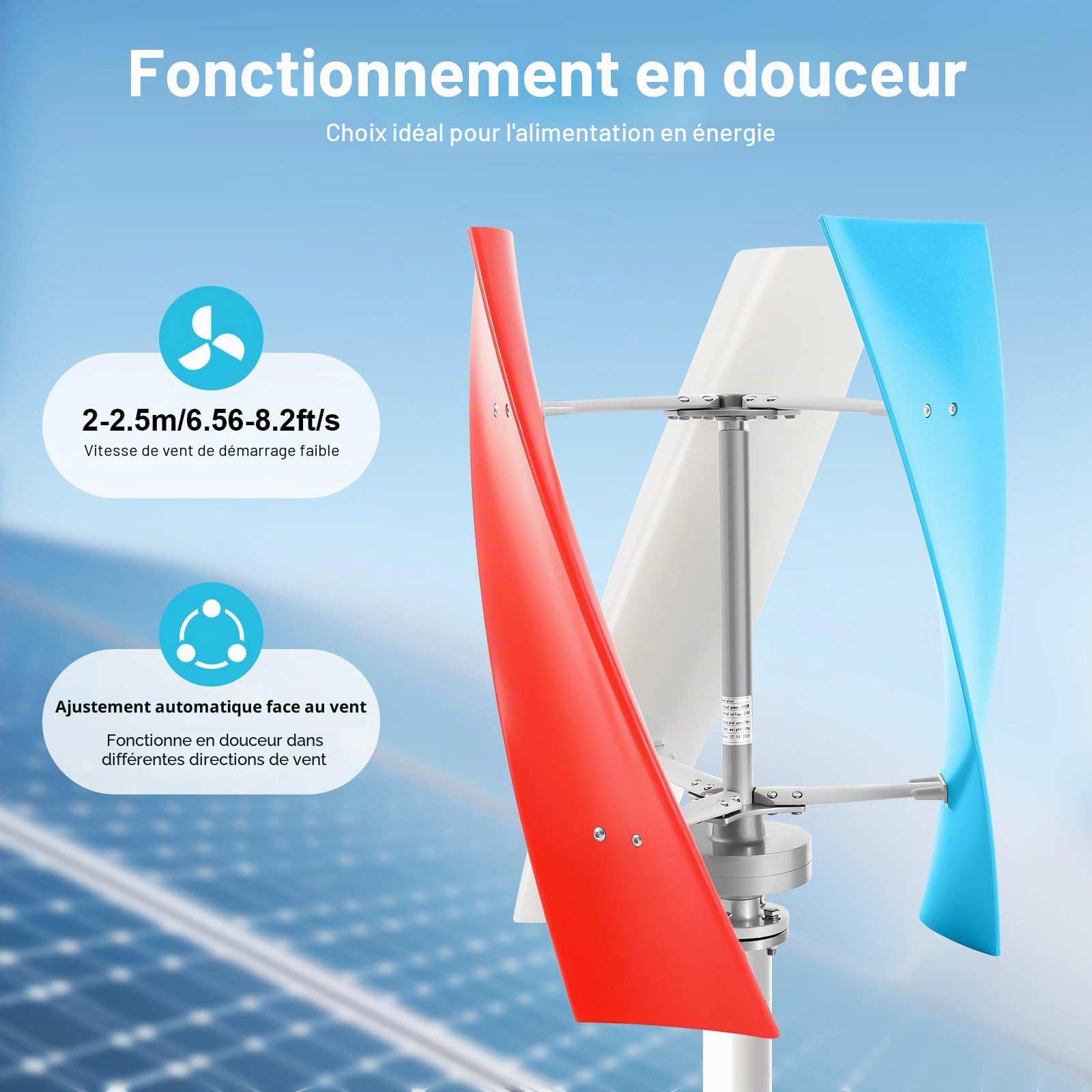 Générateur d'éolienne 400W 24V 3 pales hélicoïdales Générateur d'énergie éolienne à axe vertical Éolienne à turbine éolienne avec contrôleur