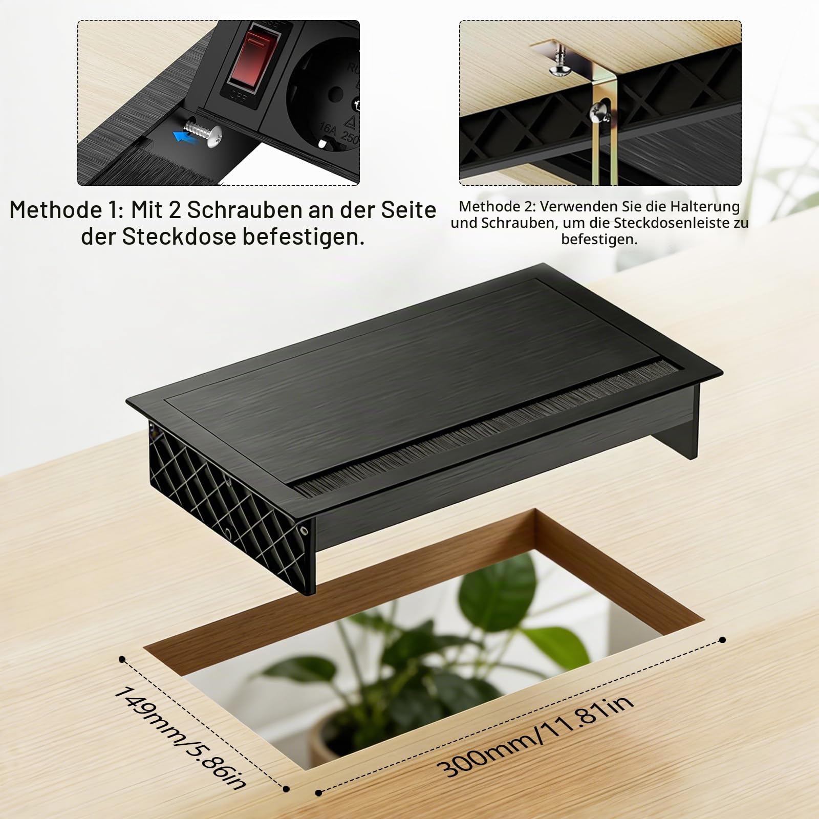 3 Fach Versenkbare Steckdosenleiste mit 2 Type-C PD 30W und 2 USB, Aluminium Einbausteckdose Versenkbar mit Schalter,Tischsteckdose Winkel Verstellbar für Küche, Arbeitsplatte,1,8M Kable