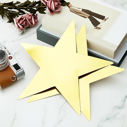 Miniatura 5 de Outus 500 piezas de recortes de estrellas doradas grandes de 11 pulgadas, decoración de estrellas doradas, estrellas de papel con impresión doble