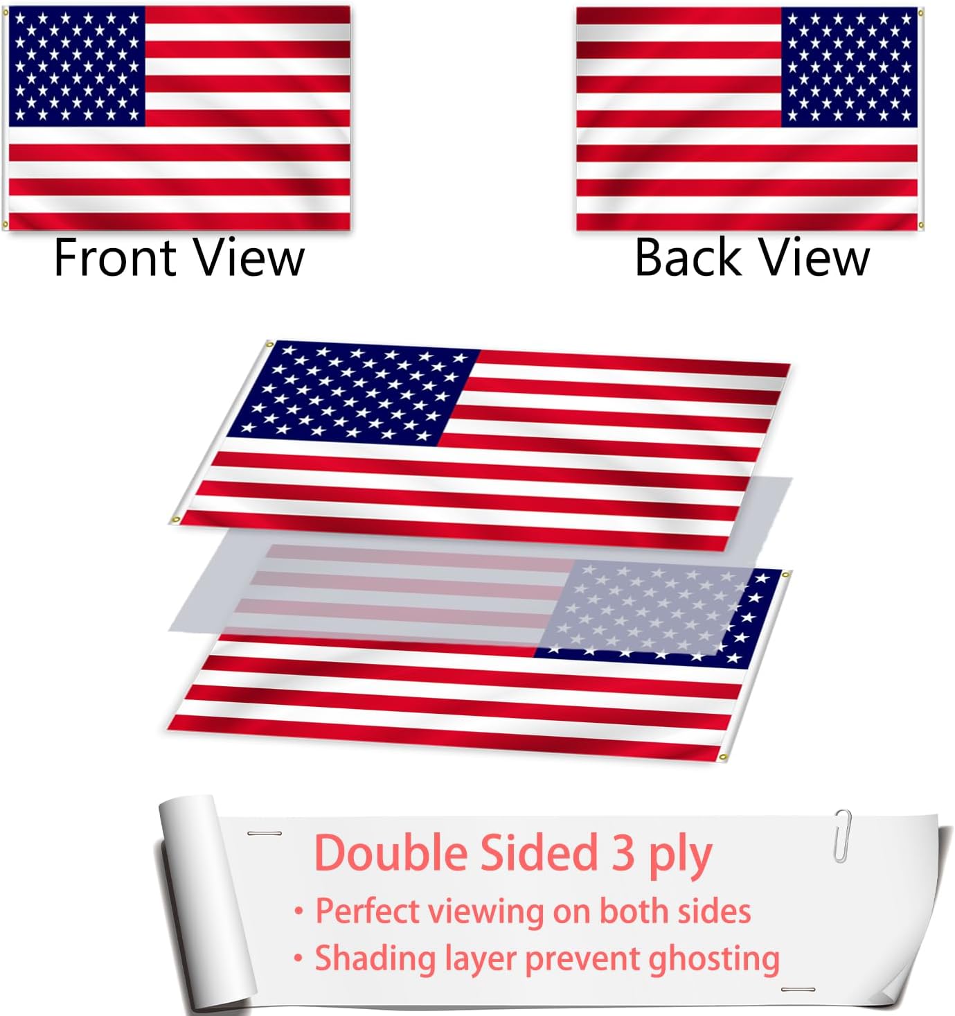 American US Flag 2x3 Outdoor - Double Sided Heavy Duty Vivid Color United States Flag Banners with 2 Brass Grommet - Image 4