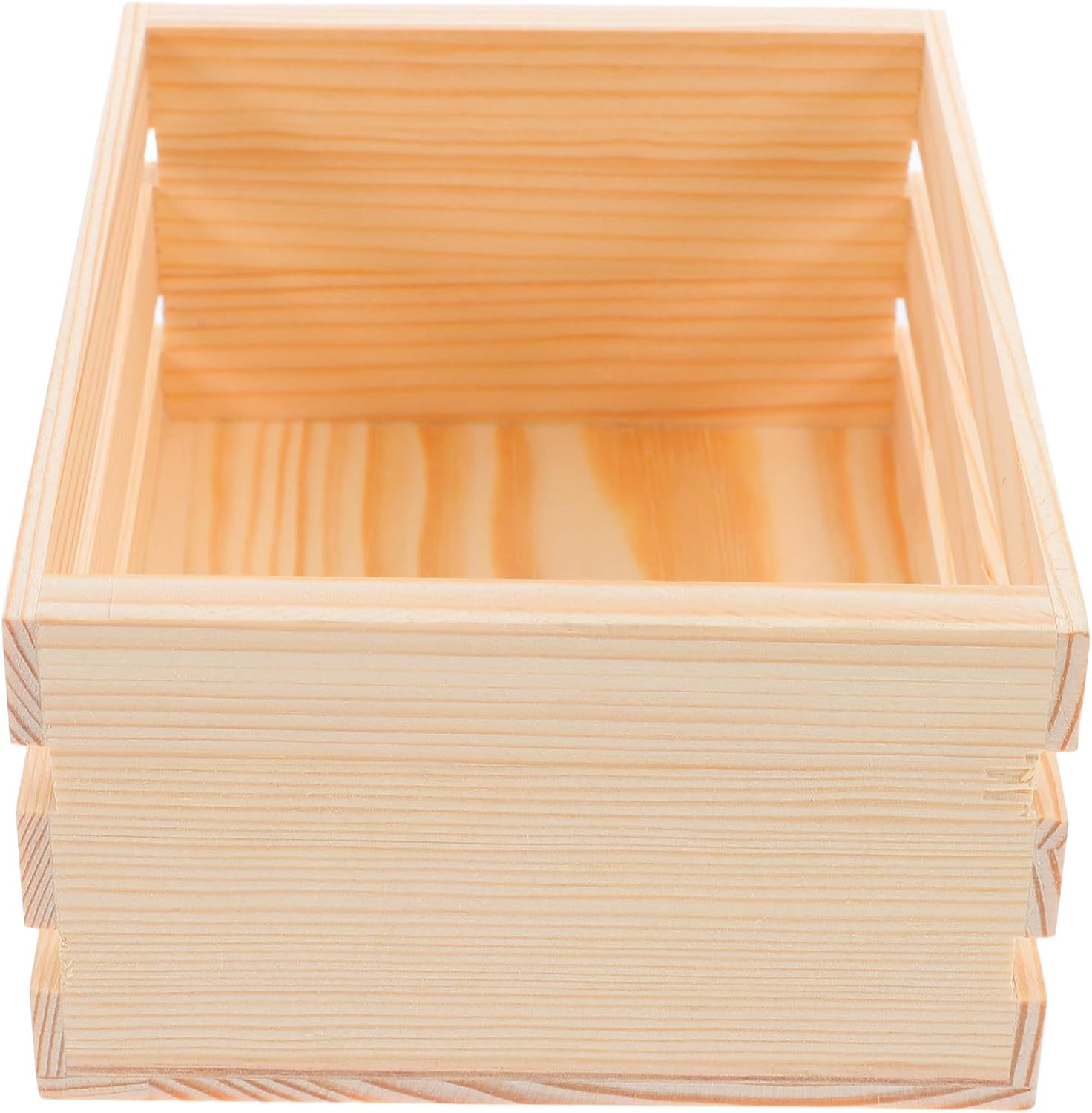 Baluue Mini Wooden Desktop Storage Basket with Hollow Design, Beige
