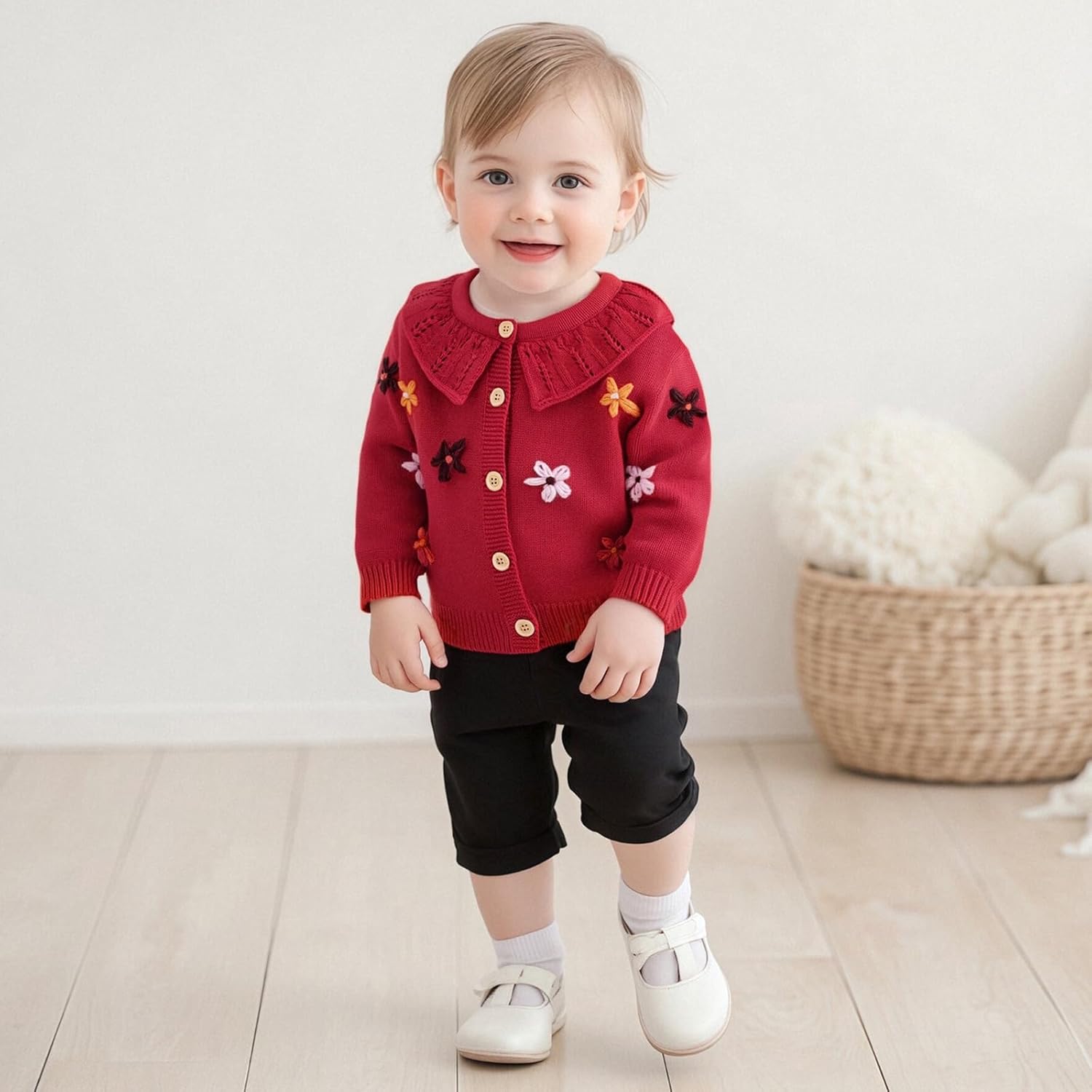 FOMOYUU Toddlers and Newborn Baby Girls Boy Cardigan Sweater Long Sleeve Button Up Knit Sweatshirt Jacket Fall Outfits - Image 7