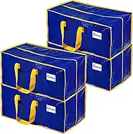 Upgraded Moving Bags Heavy Duty Extra Large Waterproof Storage Bags for Clothes Dark Blue 4P