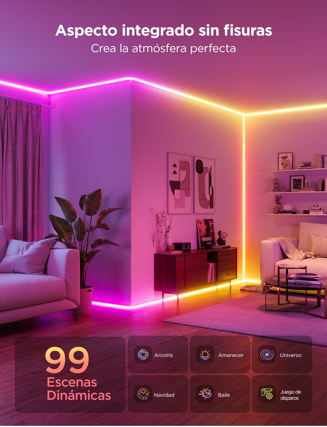 Govee Neon LED Strip für Sockelleiste, 3M RGBIC LED Streifen, Sanftes Licht | Streifen Matter-Kompatible für Wandlinien und Ecken, Musiksync, Zuschneidbar, Neon Licht Deko für Wohnzimmer, Korridor