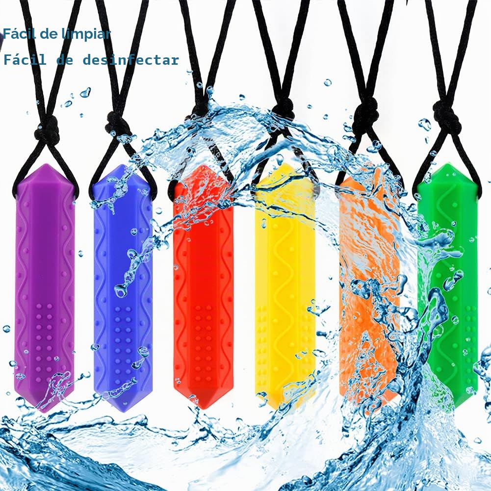 Collar mordedor autismo,6 Piezas Collar de Mordedores,juguetes Masticable sensoriales Colgante,Para niños Con TDAH, Dentición, Autismo, Necesidades Mordiendo(mix 8)