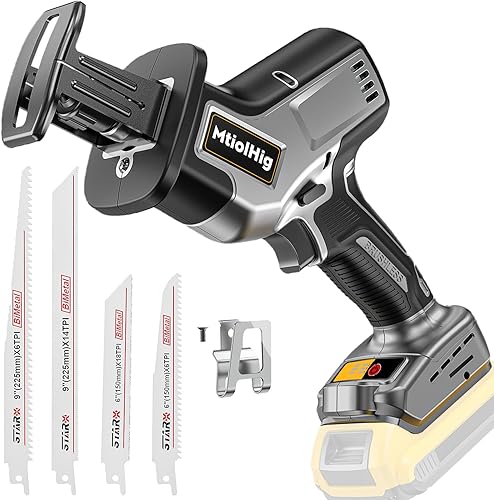 Sierra recíproca inalámbrica para DeWalt 20V Max, 3 velocidades variables, sierra recíproca sin escobillas, cambio de hoja sin herramientas, 4 hojas