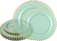 Vista 19 de Plasticpro - Juego de platos combinados de 32 piezas de plástico para cena, platos desechables de plástico elegantes y resistentes para fiestas de 7