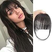 Vista 7 de BOGSEA Flequillo con clip de cabello humano real, clip de cabello con sienes, extensión de cabello con flequillo para mujeres de aspecto natural