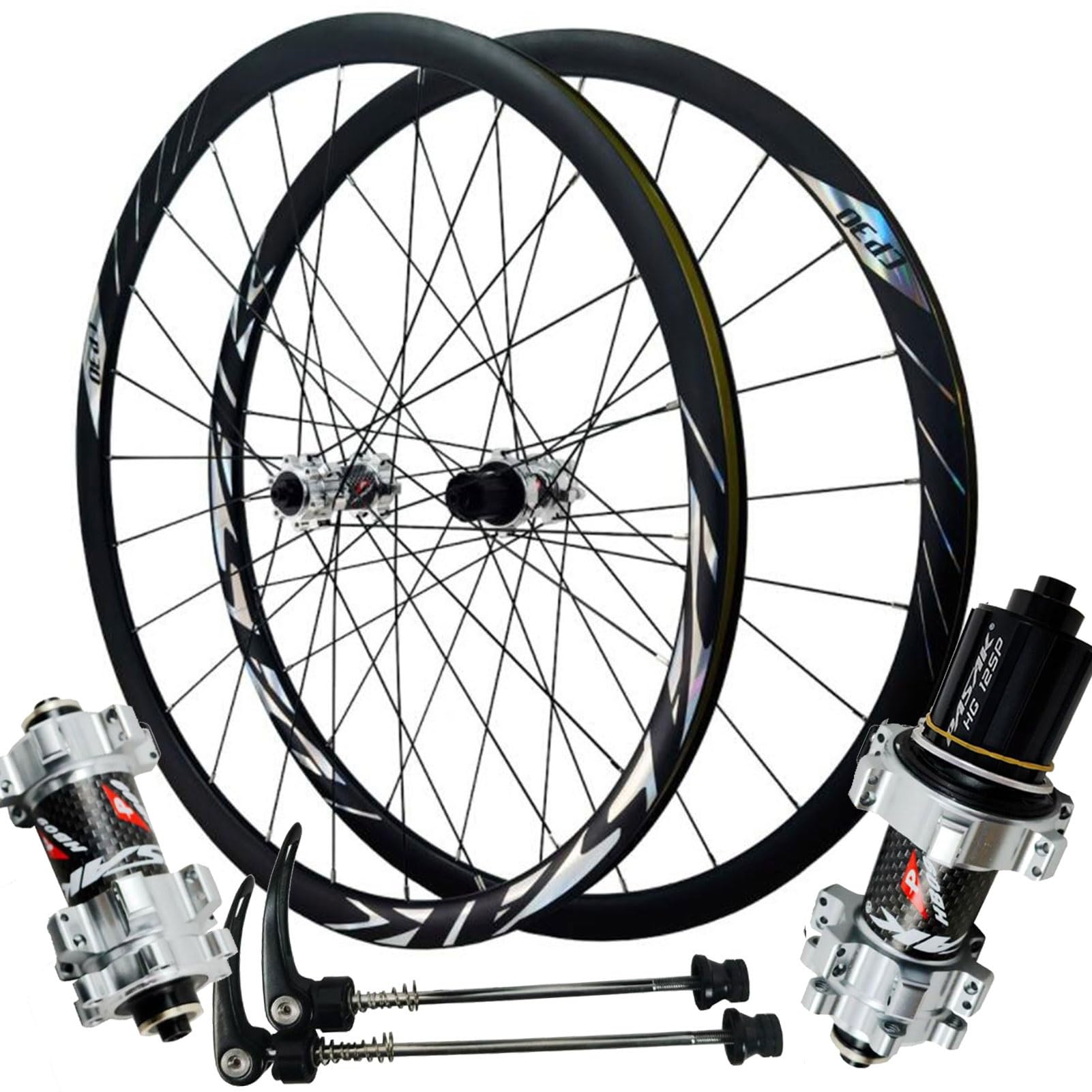 EROOLU700C Racing Bicycle Wheel,Front 2 Rear 4 Bearings Quick Release Double-layer Rim 8/9/10/11/12 Speed for 700C*23C-45C/29in*1.25"-2.1" Wheel