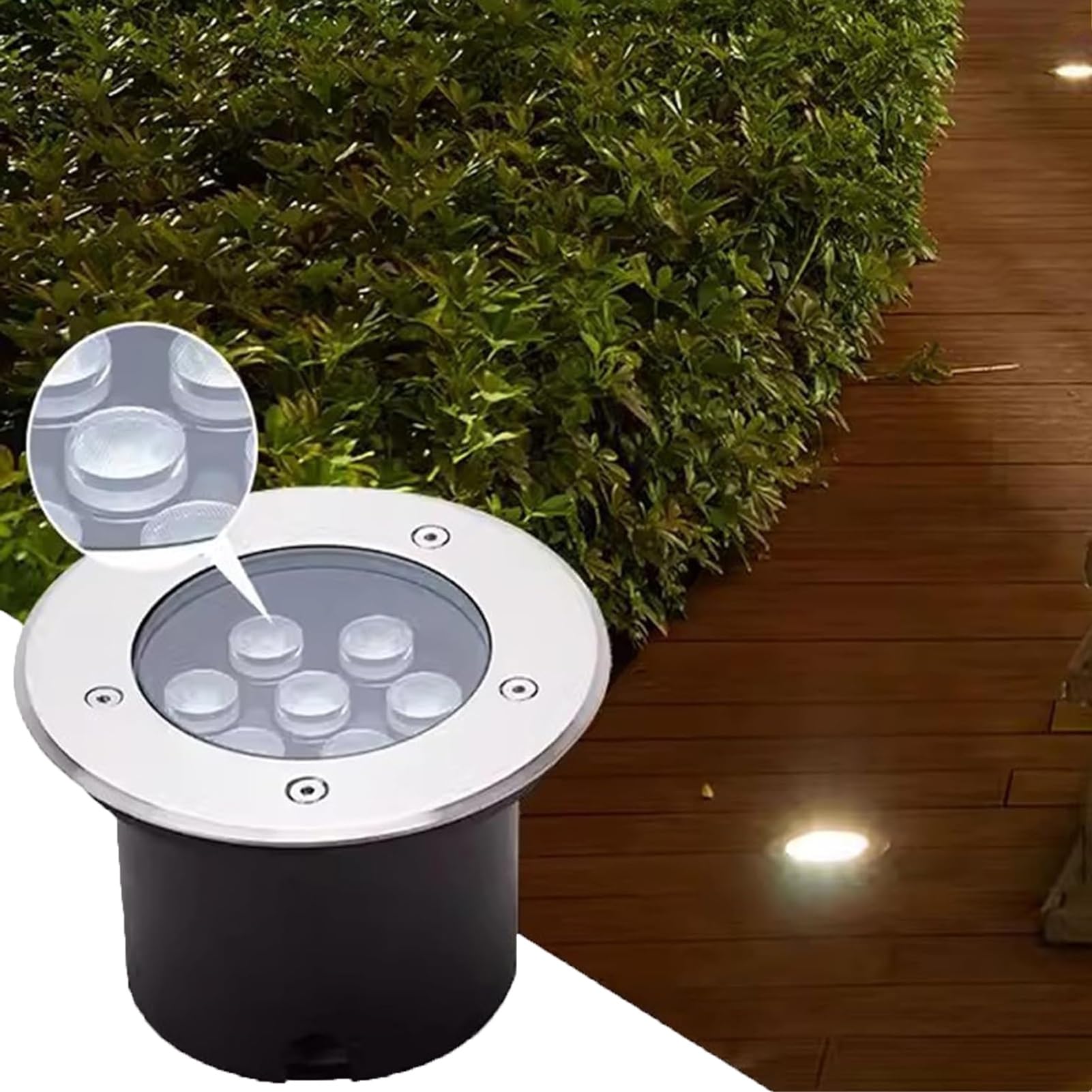 Spot encastré de sol extérieur LED IP67 en inox basse tension pour terrasse et allée