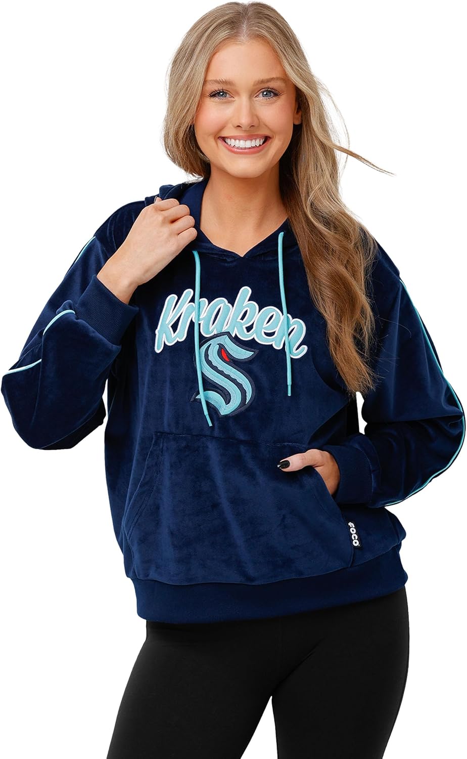 FOCO NHL womens Nhl Team Logo Fashion Velour Hooded Sweatshirt