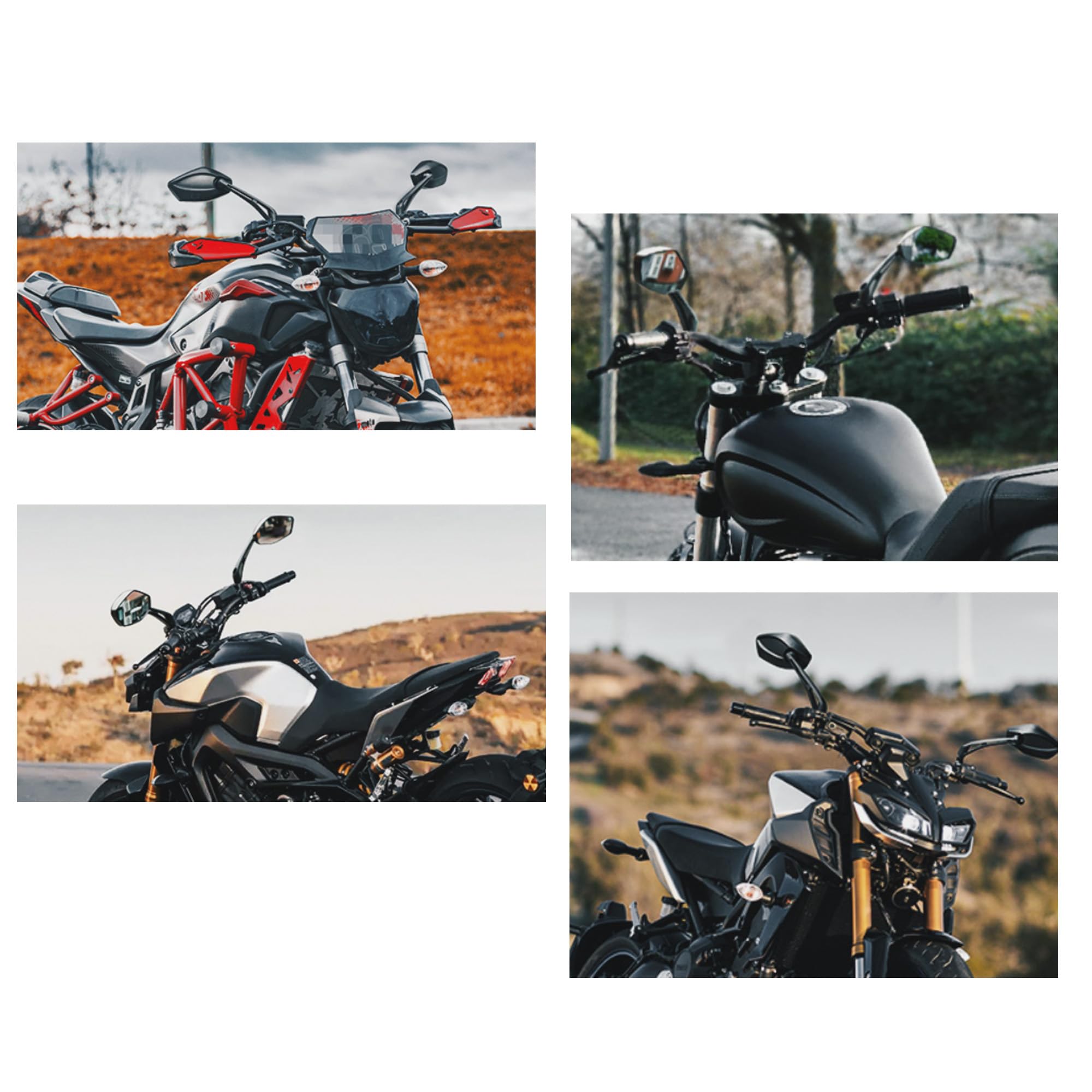 Lusterka motocyklowe uniwersalne M8 i M10 motocyklowe lusterka skrzydłowe z certyfikatem E13, regulowane 360°, do skuterów MT07/09, lusterka motorowerowe