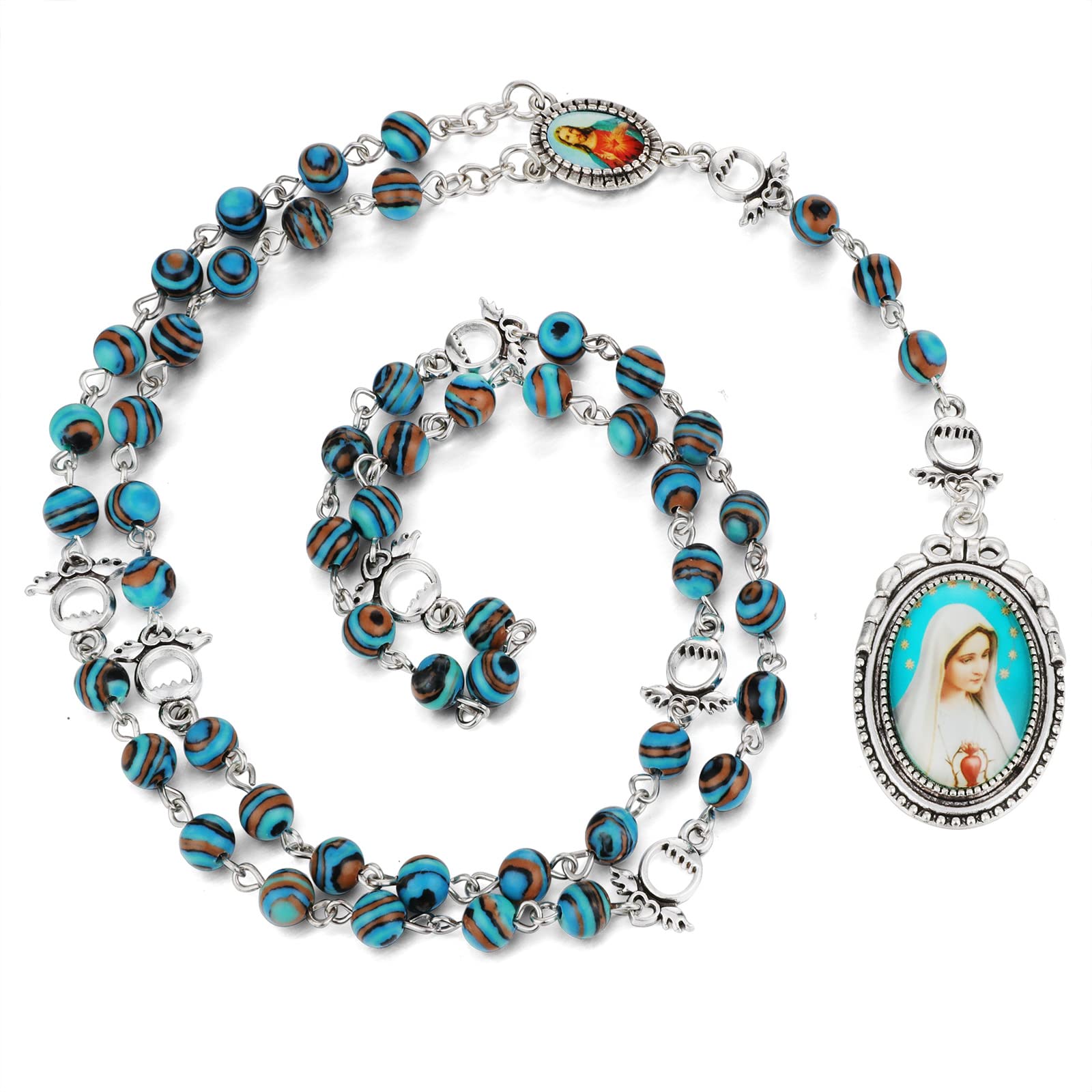 diyalo Chaplet of Seven Sorrows Rosary Virgin Mary Prayer Beads Chain Our Lady Crucifix Cross Necklace