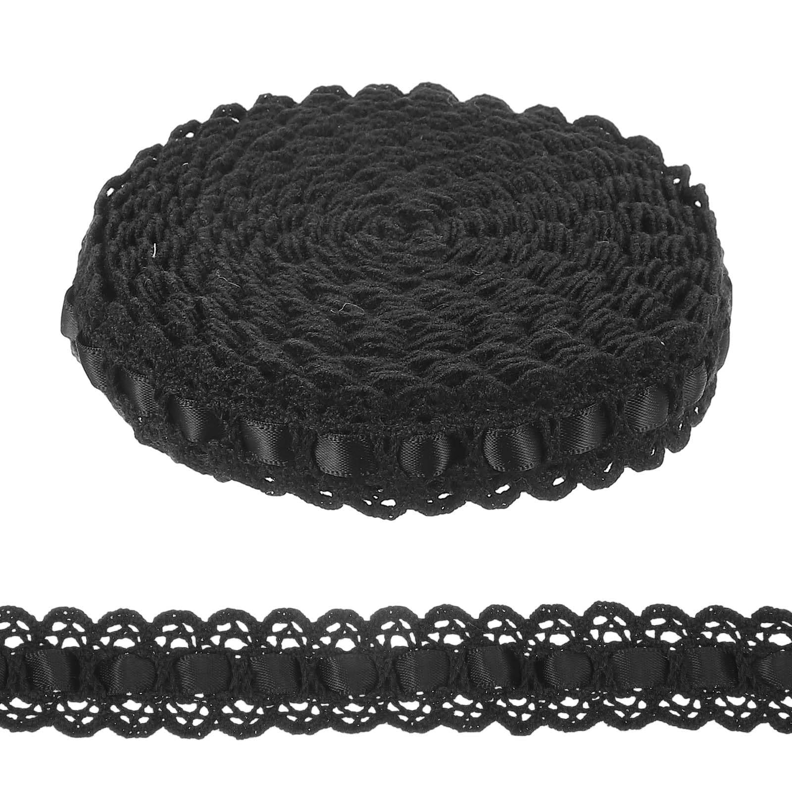 Dentelle à œillets noire uxcell, ruban de 4,6 m aux finitions soignées pour robe