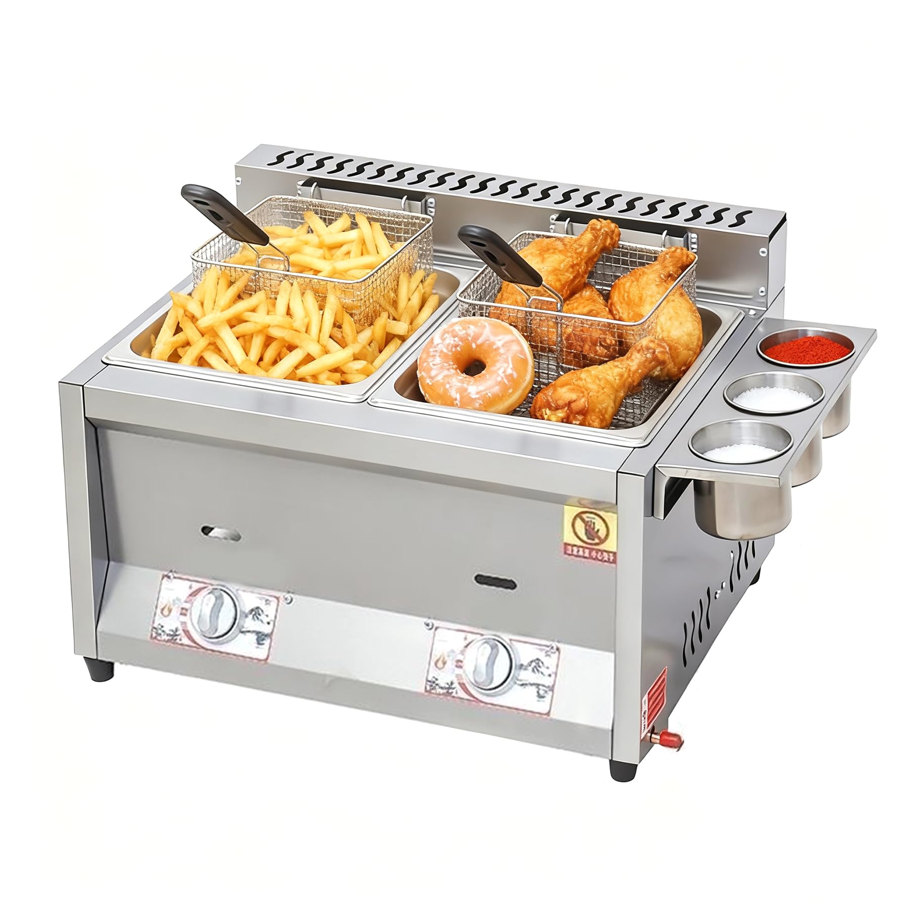 Friggitrice a Gas 16L Acciaio Inossidabile Friggitrice a Gas Professionale Deep Fryer con Coperchio, Cestello Friggere da Banco Patatine Fritte, Ciambelle, Ristoranti, Snack bar, Casa