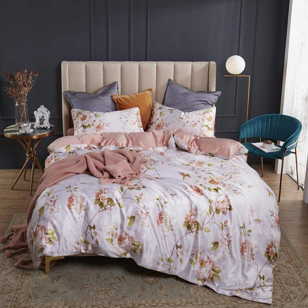 4-Piece Bed Set,Summer ice Silk Four-Piece Set Wave Point Nude Sleeping Skin-Friendly Girl Heart Princess Style Nordic Simple Bed-Luo_2.0 (Quilt Cover 220240) Four-Piece Suit