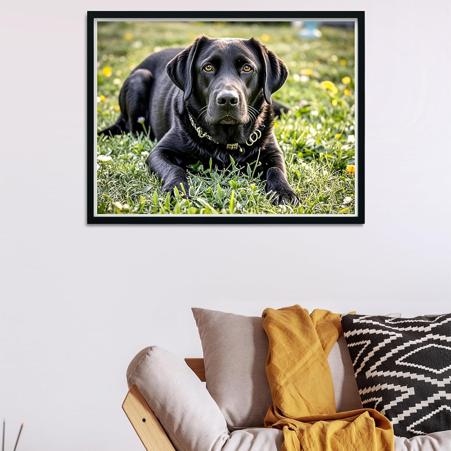 5D Diamond Painting Black Labrador Retriever Diamond Art DIY Kits Full Round Drill Rhinestone Crystal by Number Stitch Embroidery Arts and Crafts for Living Room Bedroom Home Wall Decor 12x16 inch