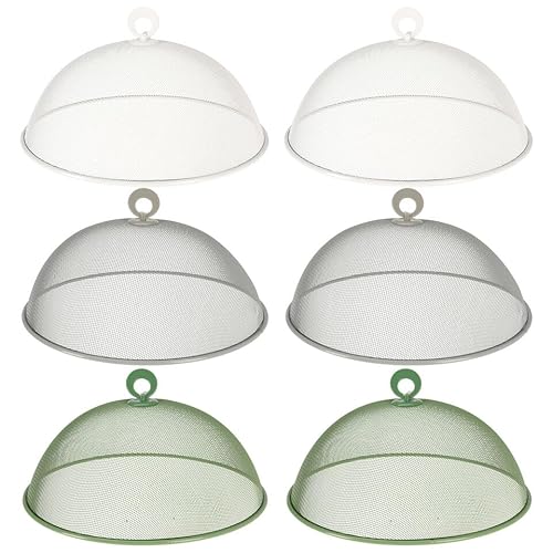 URBNLIVING Large Round Metal Mesh Food Covers, Ideal For Protecting Cakes And Dishes Outdoors Reusable, Food Safety and Freshness for Picnics and Gatherings (Set of 6)