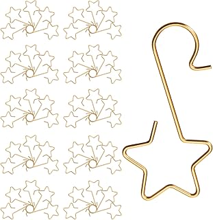 100 Pieces Christmas Ornaments Hooks Stainless Steel Star Shaped Hangers Christmas Tree Hooks for Xmas Party Christmas Tree Decorations Supplies (Gold)