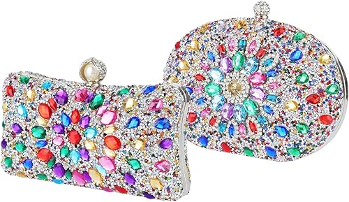 Miniatura 8 de Bolso de mano con diamantes de imitación para mujer, bolsa de noche brillante para fiesta, bolsa pequeña multicolor, bolso cruzado brillante para