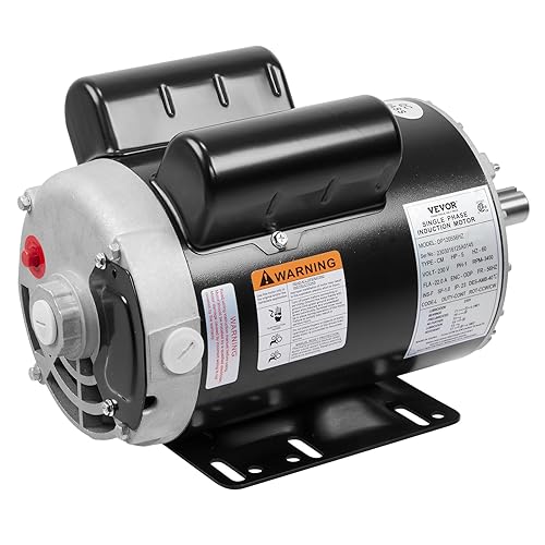 VEVOR Motor de compresor de aire de 5 HP, motor eléctrico de 3450 RPM, 230 V 22 amperios, eje con llave de 78 pulgadas, marco de 56 Hz, longitud del
