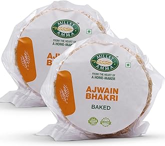 Millet Amma Baked Ajwain Bhakhri - 360 Gms | (Pack of 2 - Each 180 Gms) | Ready to Eat | Best Choice for Snack Time, Parties & Events | Healthy Traditional Gujarati Snacks.