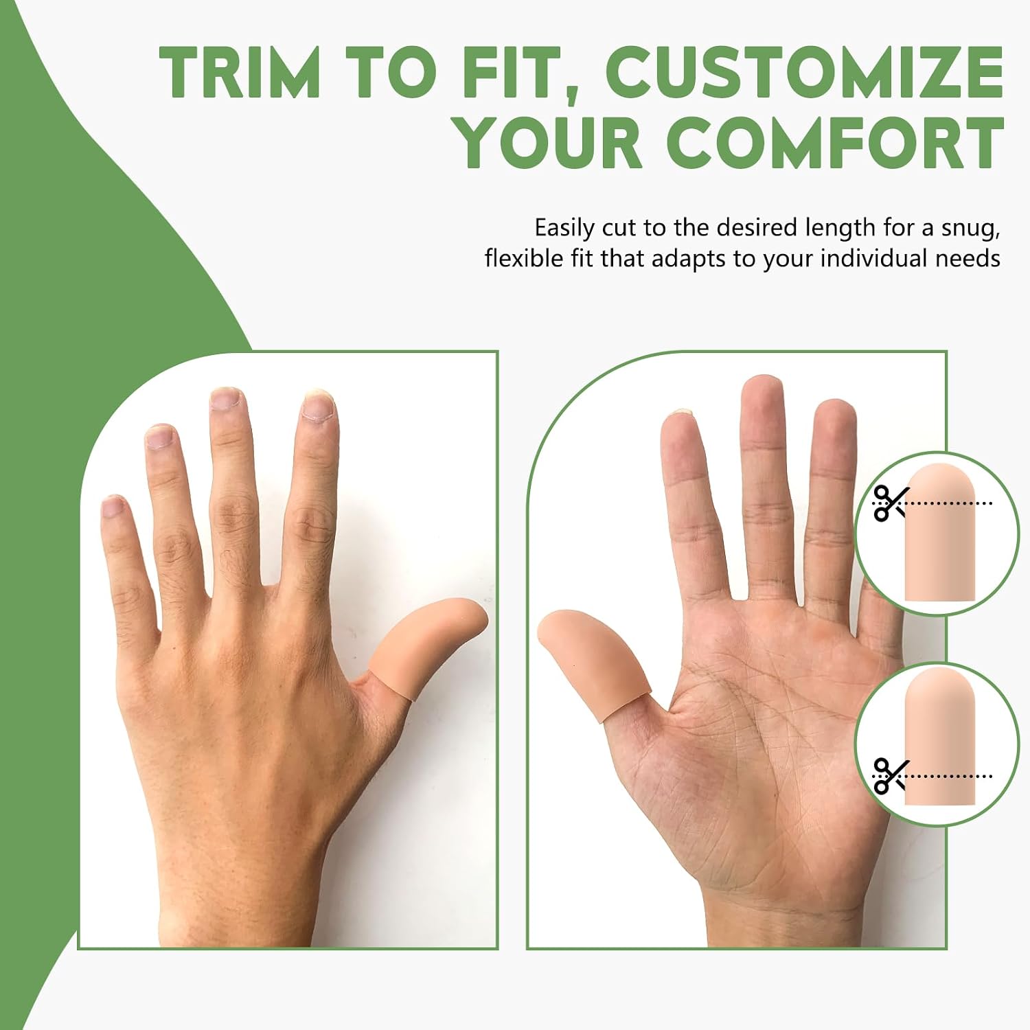 Gel Finger Cots for Thumbs, 10 Pcs Silicone Finger Caps, Rubber Finger Protector Covers for Trigger, Arthritis, Cracking, Peeling, Hangnail, Callus and Pain Relief, (Nude, Medium)