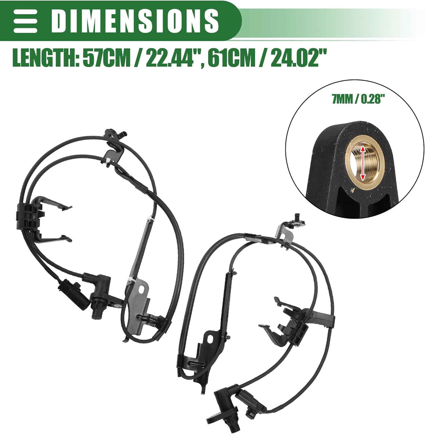 Motoforti Front Left Right ABS Wheel Speed Sensor, for Toyota Highlander 2008-2009, Rubber, No.8954248040/8954348040, Black, 2 Pcs