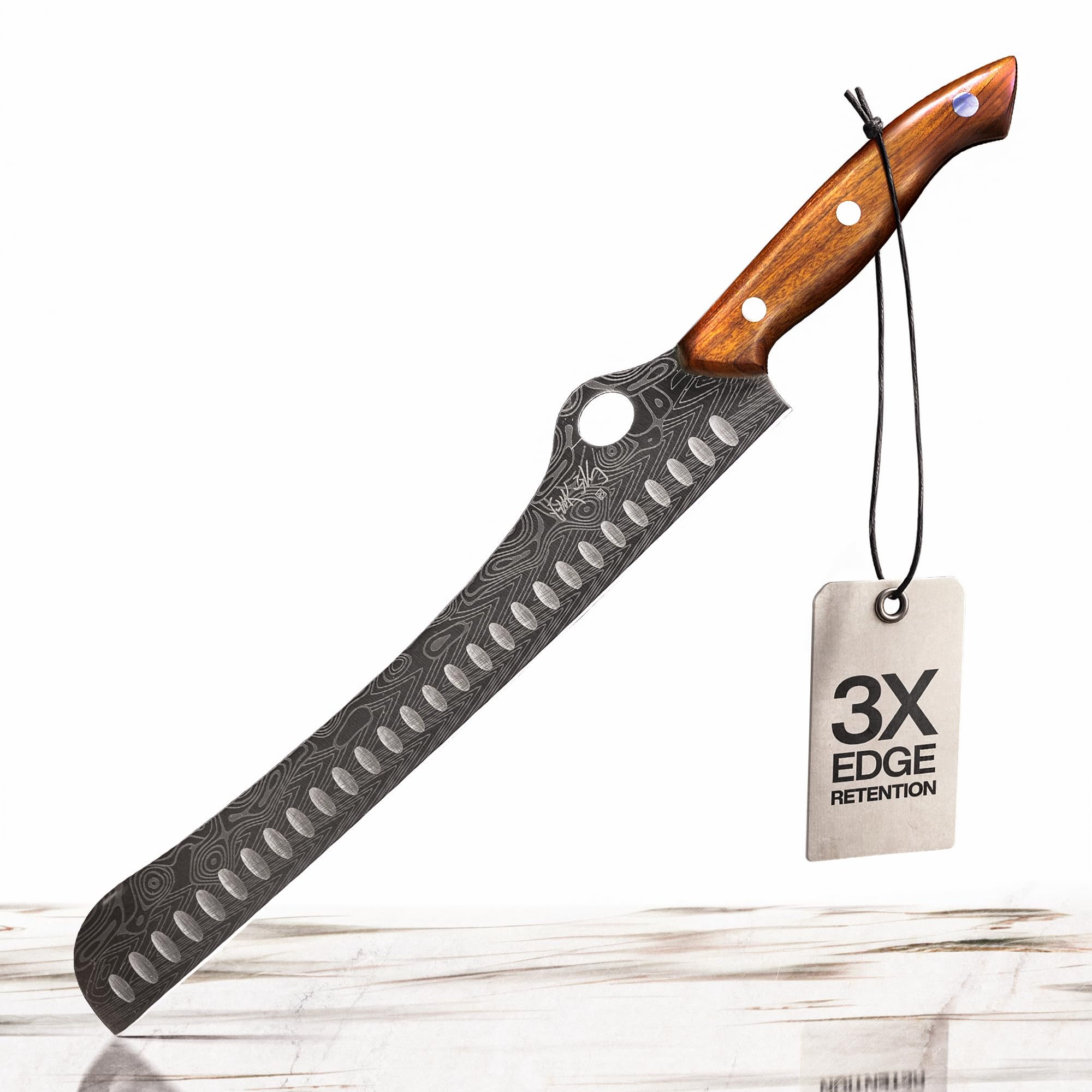 Jikko® SteelFang Edition – Japanese Brisket Knife 12" with Olive Wood & Blue Epoxy Handle | Premium Butcher & Carving Knife for Meat, BBQ, and Brisket Slicing – Ultra Sharp Stainless Steel Blade — Amazon image 10