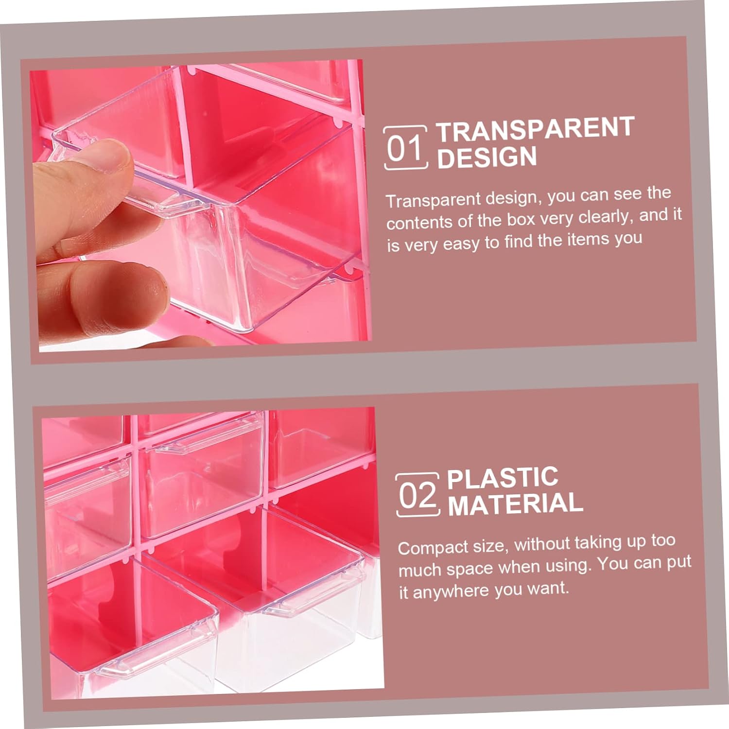 Angoily 4pcs Drawer Storage Box Plastic Reusable for Beads Parts