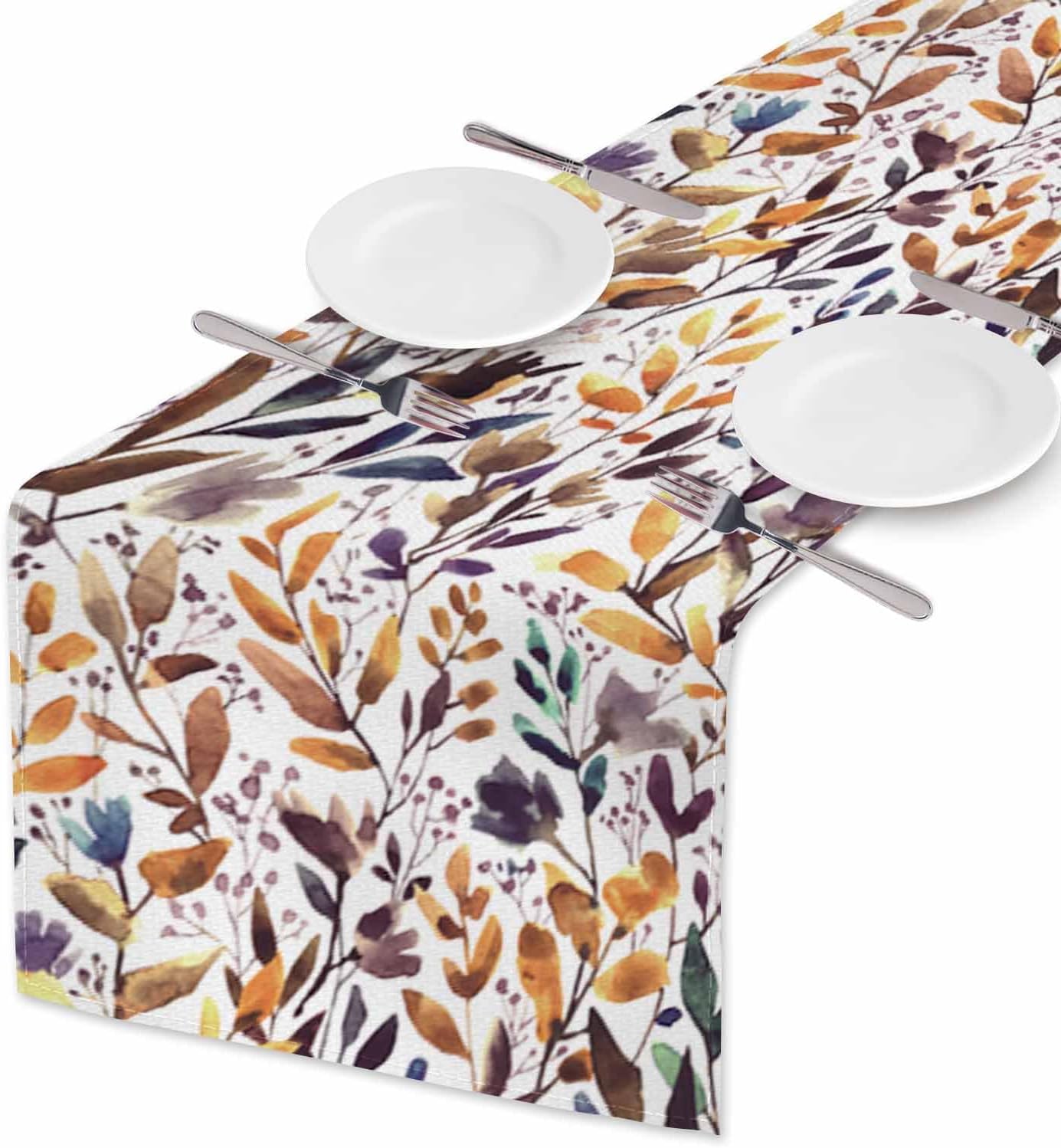 HOSNYE Table Runner Autumn Floral Seamless Pattern,Cotton
