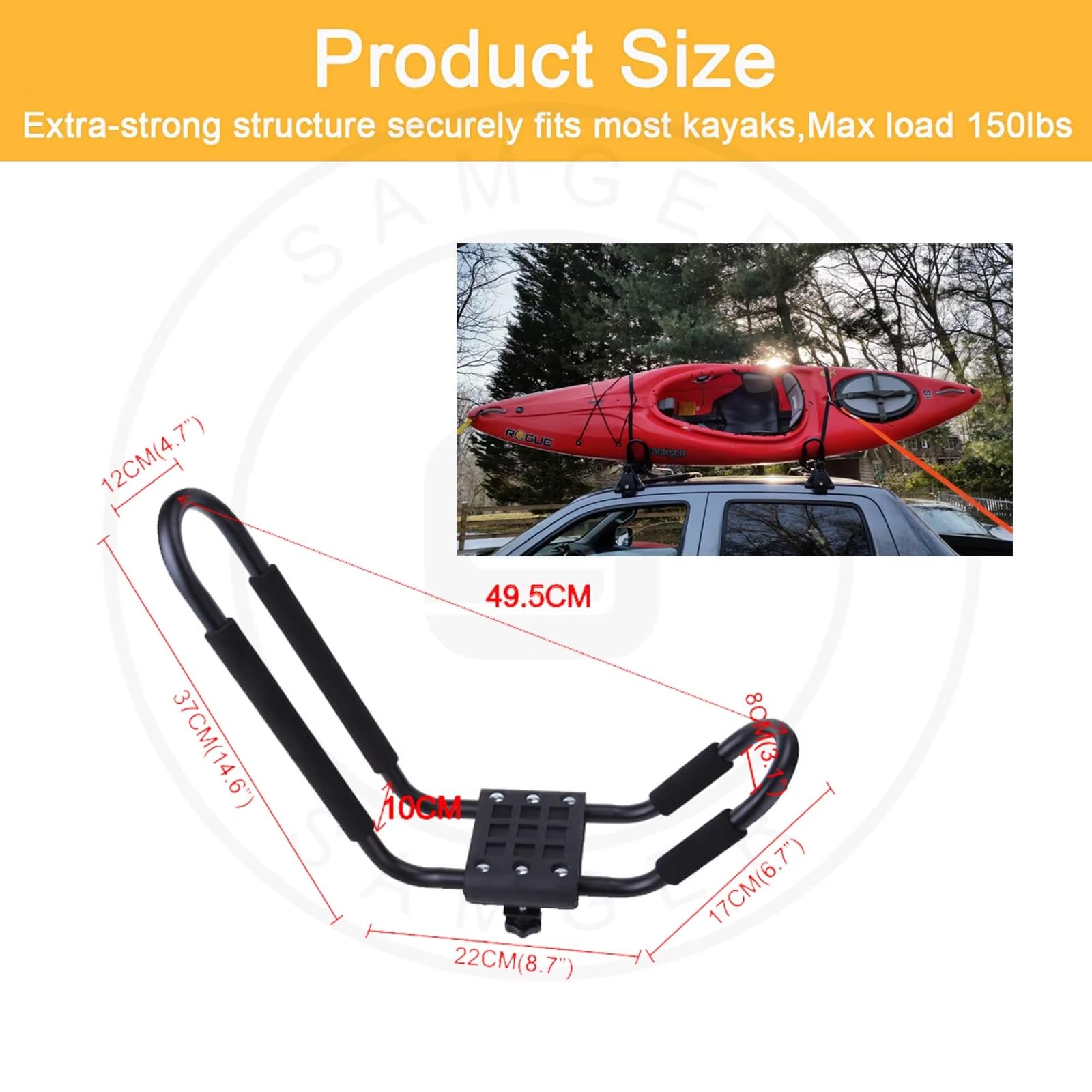 Portaequipajes para Kayak O Canoa Soporte Barra J para Montaje Superior Camioneta Correas Protección Espuma 2 4 Unidades Barras Techo Vehículos(4 pcs)