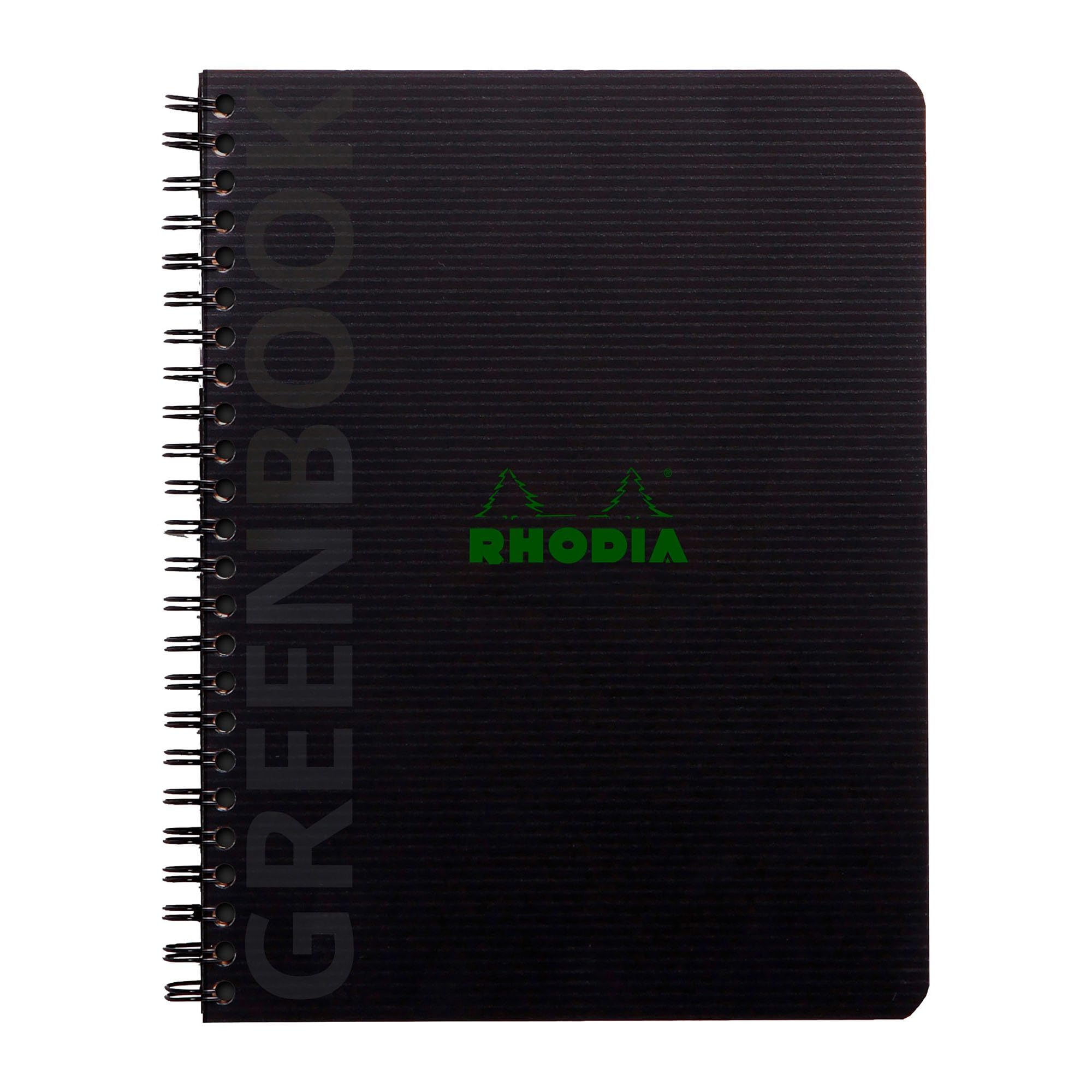 Rhodia Cahier spirales Greenbook A5+ - 16 x 21 cm - Petits carreaux - 160 pages - Lot de 5