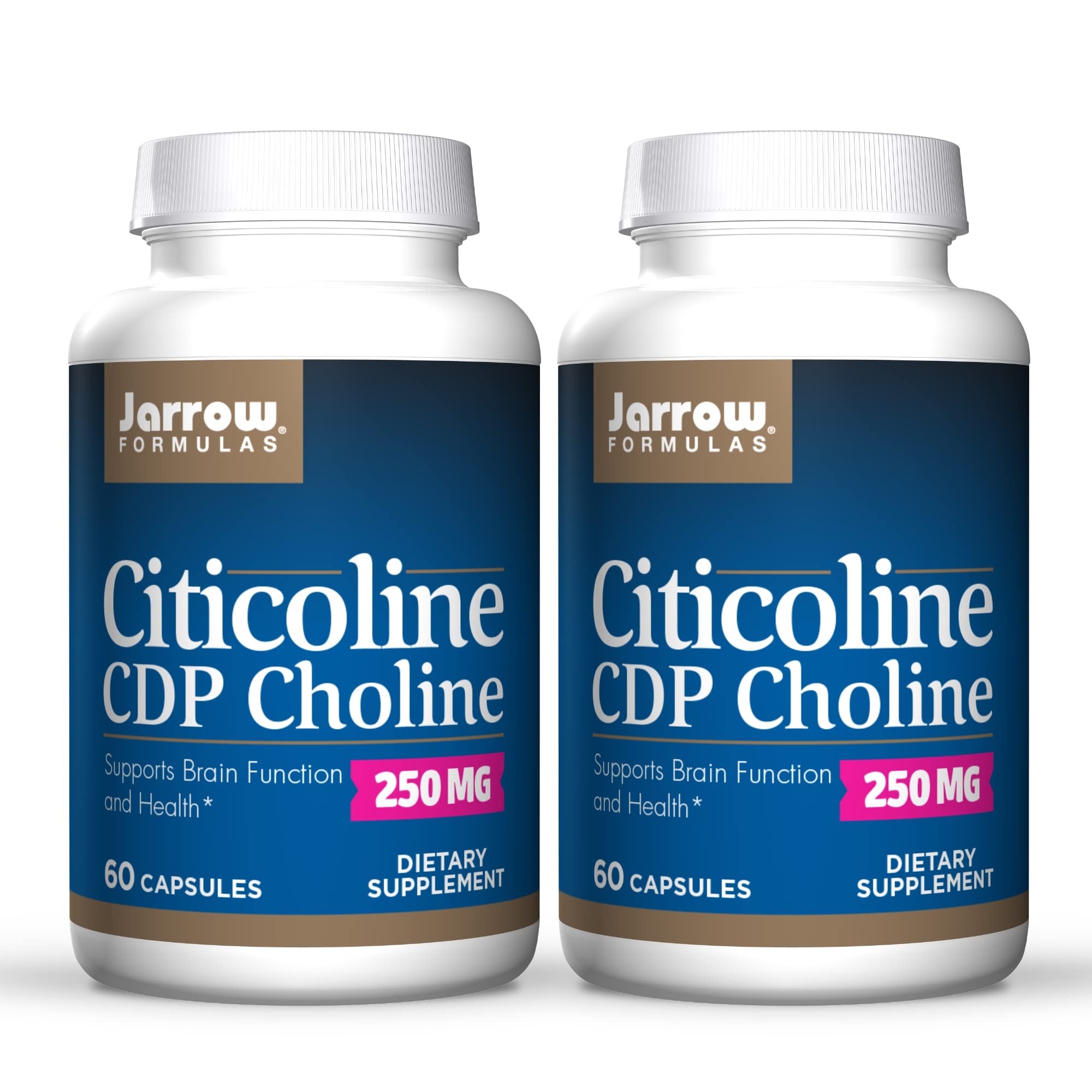 Jarrow Formulas Citicoline (CDP Choline) 250 mg - 60 Capsules, Pack of 2 - Supports Brain Health & Attention Performance - Up to 120 Total Servings 1 Count (Pac
