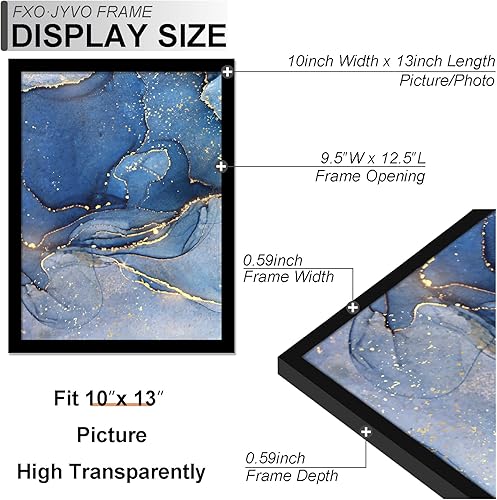Miniatura 3 de Juego de 6 portarretratos de 10 x 13 pulgadas, marco negro para póster de fotos de 10 x 13 pulgadas, peso ligero y de alta transparencia de 10 x 13
