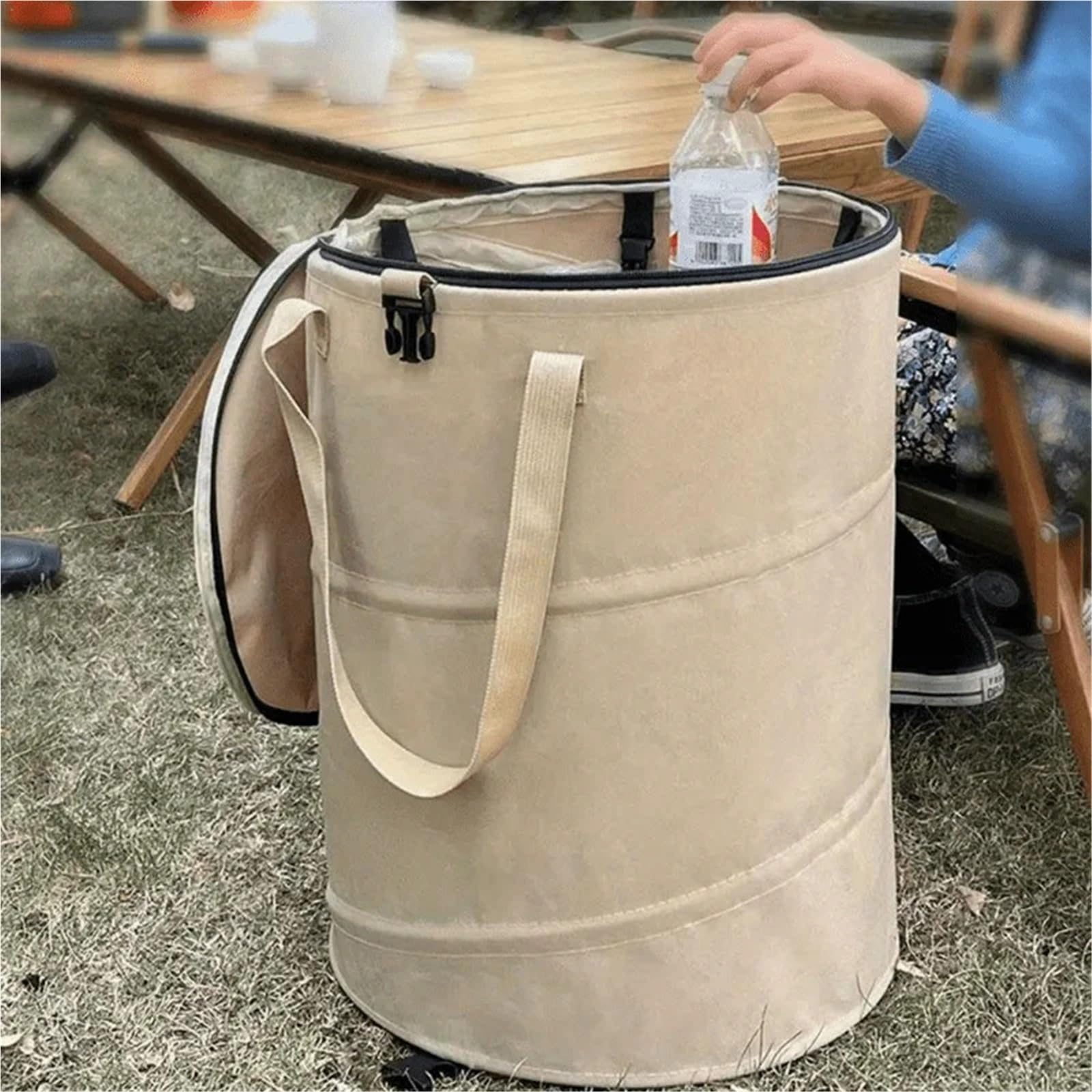 Sacchi Da Giardinaggio Pop Up 2 pezzi da esterno portatile pieghevole pattumiera con coperchio campeggio picnic bidone della spazzatura cestino portaoggetti for rifiuti cortile giardino borsa foglia
