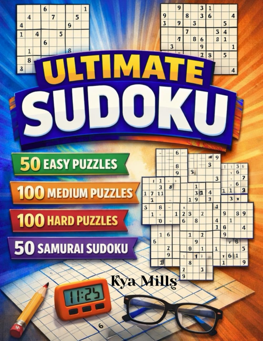 Sudoku - Large Print - Easy, Medium and Hard + Samurai Sudoku: Large Print Sudoku - All Levels