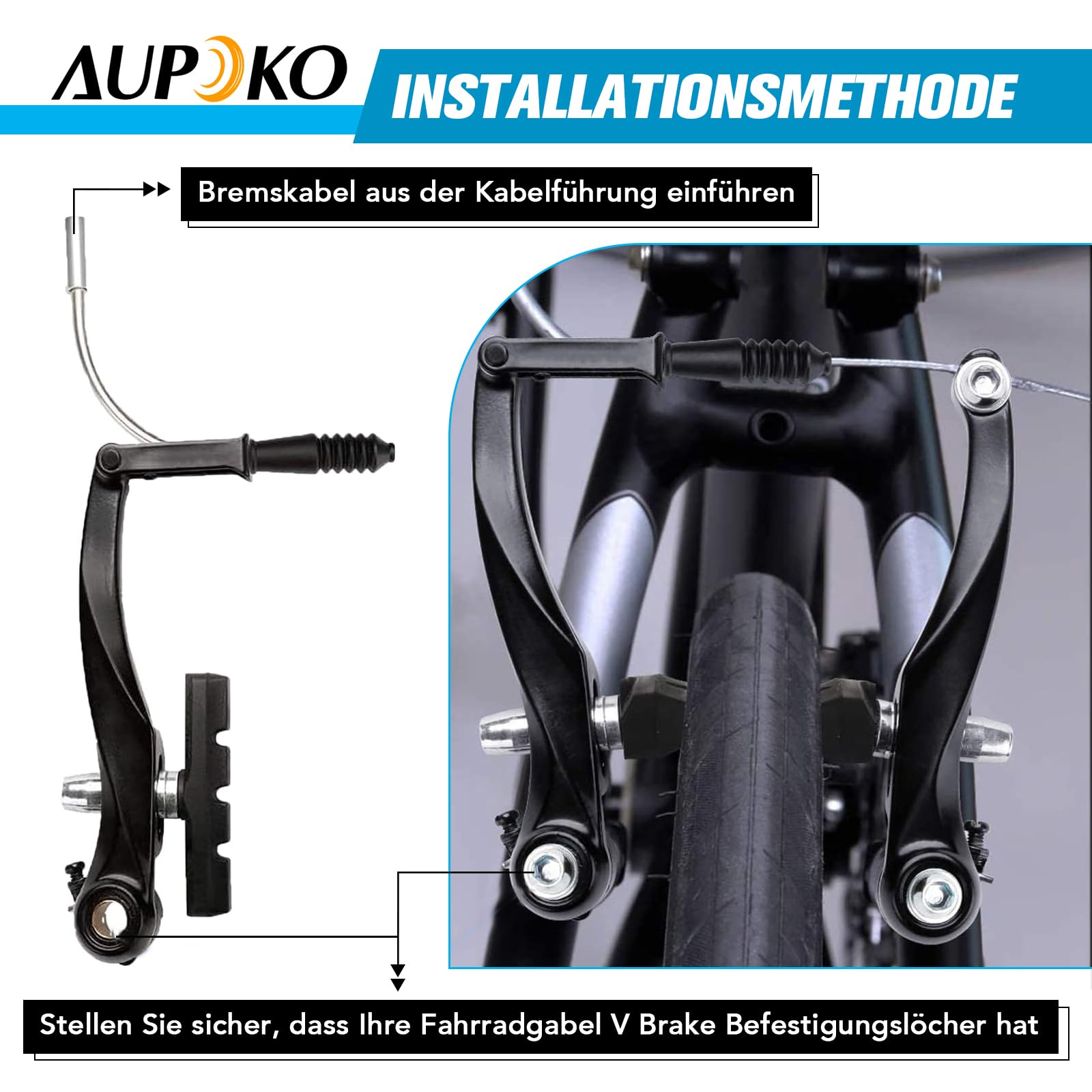 RiToEasysports V-Bremssatz Für Fahrrad - Aluminiumlegierung, Für 24" & 26" Räder, 1 Oder 2 Paare